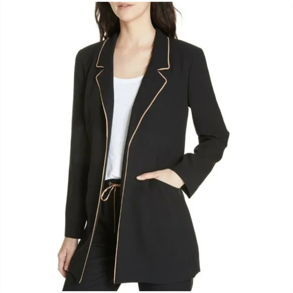 Eileen Fisher Silk Crepe Suit L PL NWT Blazer Pant Trouser Jacket Black Capsule - Picture 3 of 5